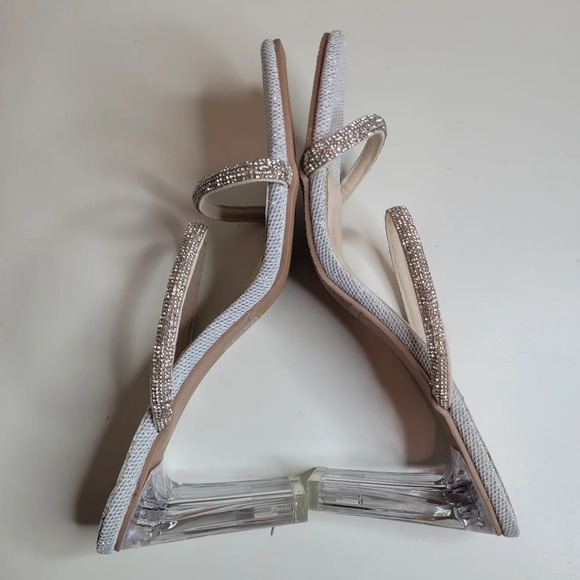 Sexy Rhinestone Transparent Heel Open Toe Square Heels Size Women's 9 NEW w/ Tag - Picture 6 of 9